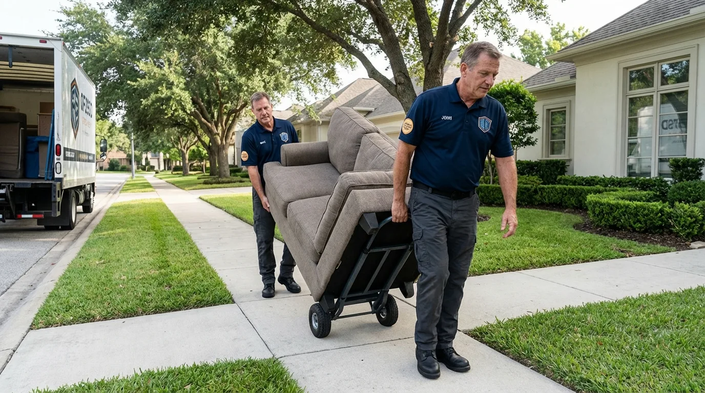 Local residential moving crew loading furniture in Halifax, NC