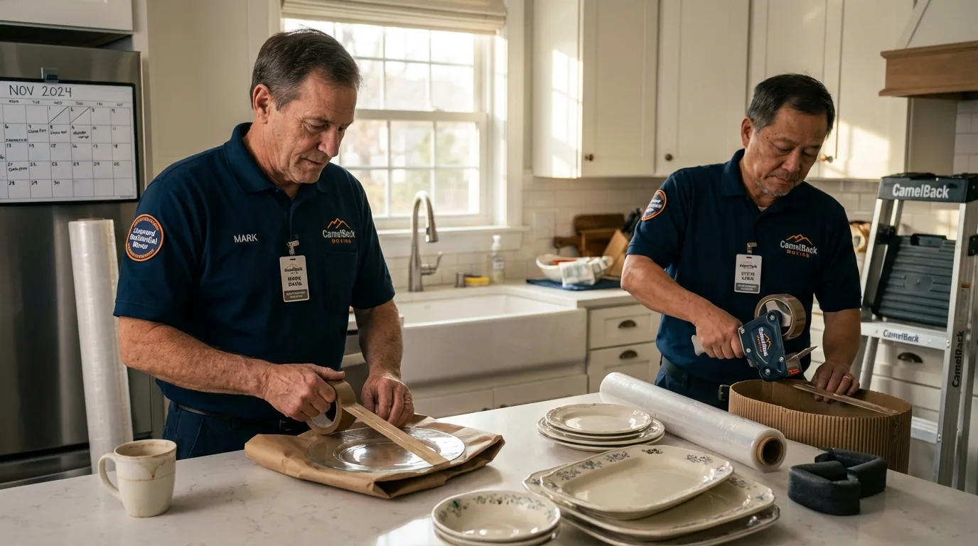 Professional crew packing kitchen dishware in Halifax, NC
